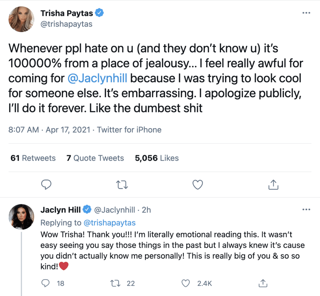 Trisha Paytas Apologises To Jaclyn Hill After Publicly Dragging Her On  Social Media Last Year – Centennial World: Internet Culture, Creators & News