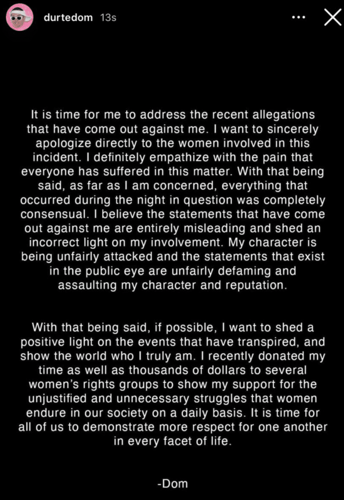 Durte Dom Takes No Accountability For Vlog Squad Sexual Assault ...